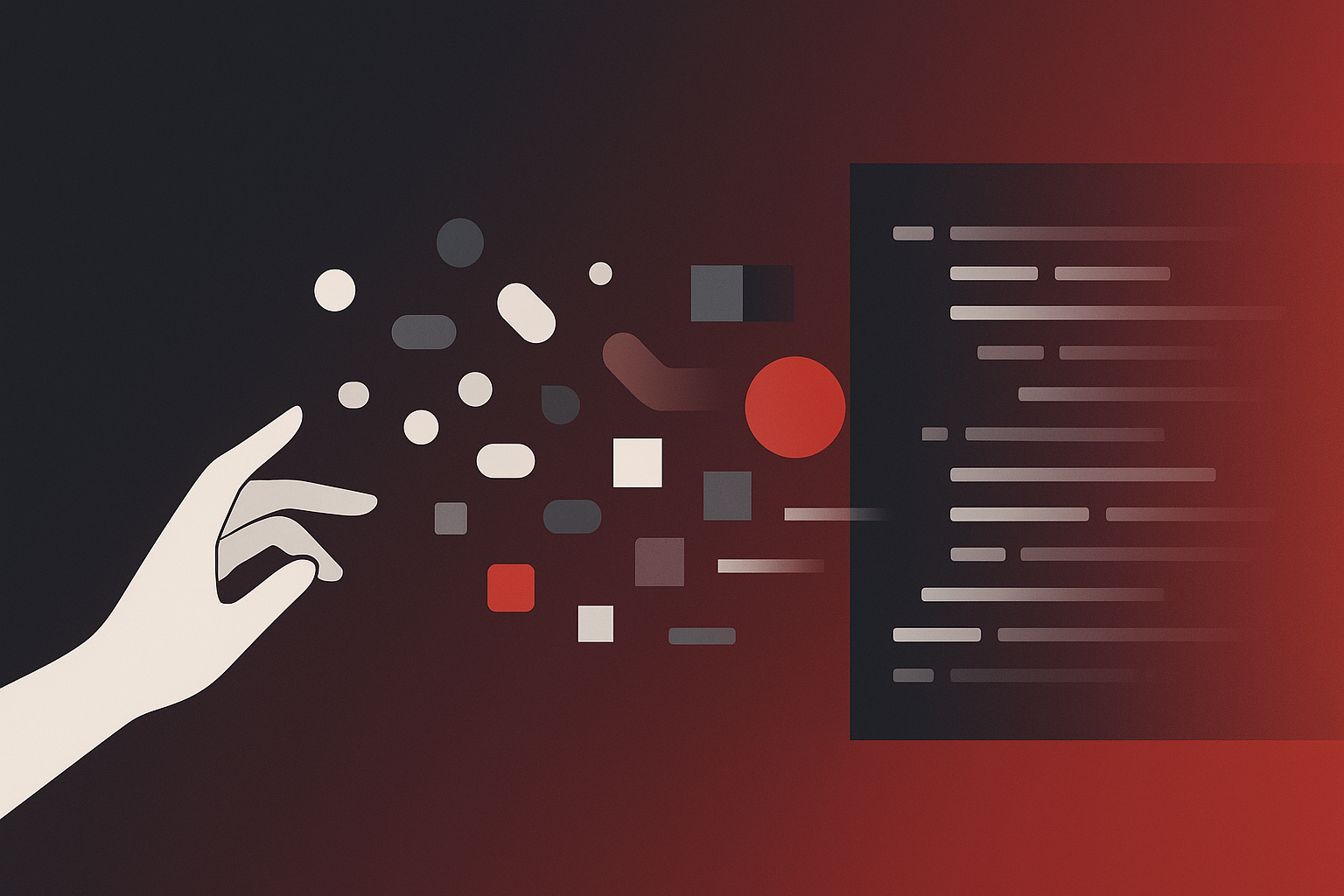 Illustration du concept de vibe coding avec interface IA et code généré
