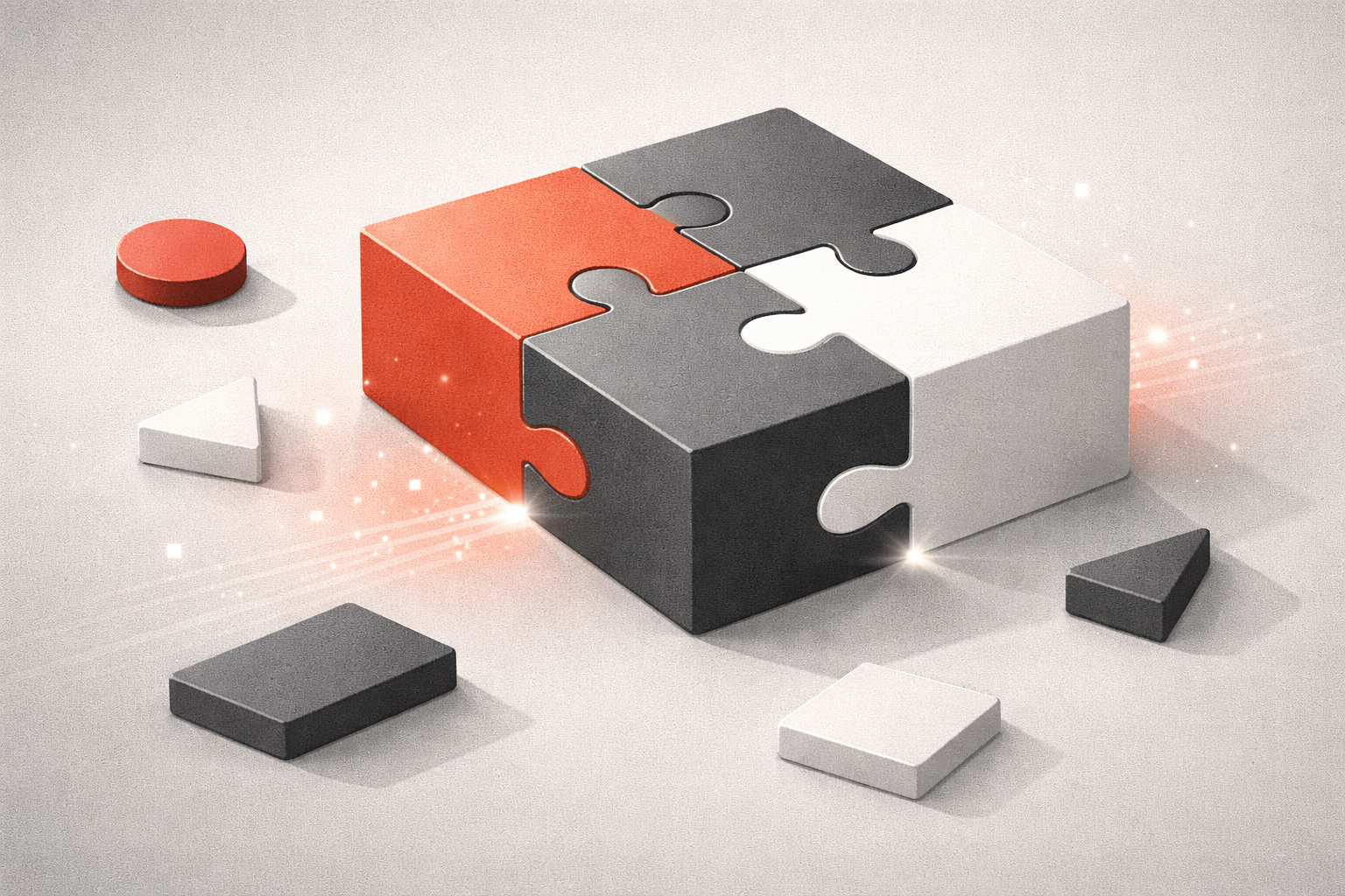 Metaphorical illustration showing blocks of text connected like a coherent puzzle