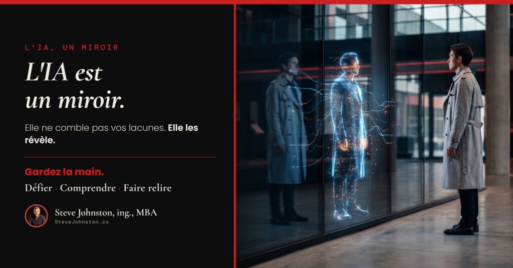 L'IA est un miroir : elle ne comble pas vos lacunes, elle les révèle. L'Architecte, 30 juillet 2026, Steve Johnston.