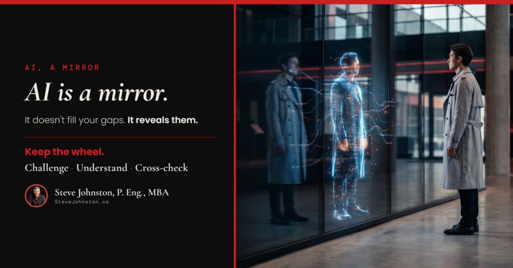 AI is a mirror.. It doesn't fill your gaps. It reveals them.. Keep the wheel.